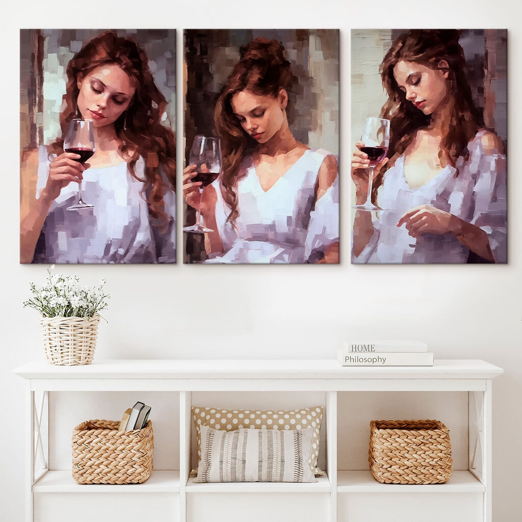Collage of a woman holding a wine glass