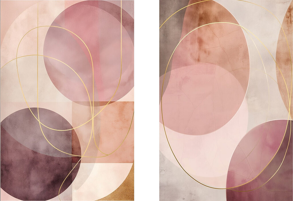 Geometric shapes in warm hues