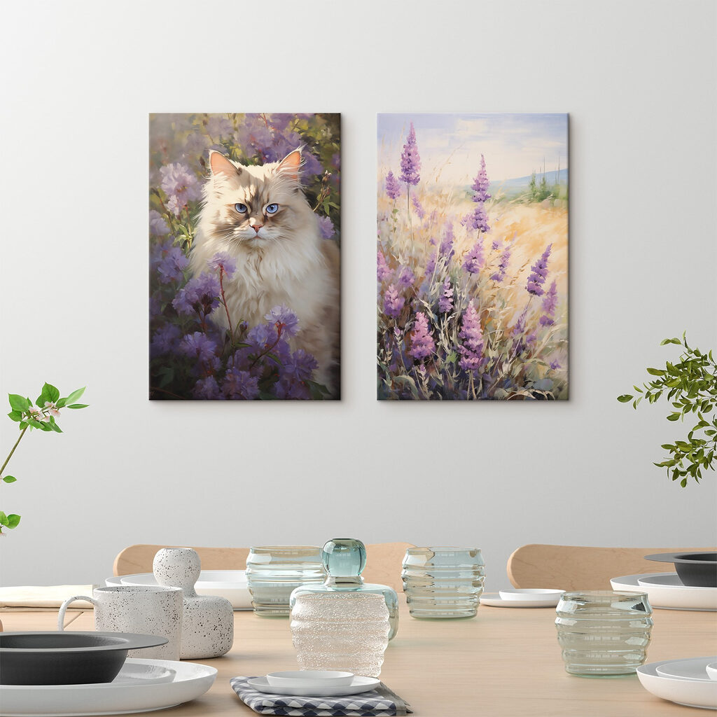 Cat in a field of flowers