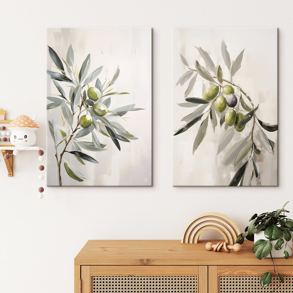 Painting of olives on a branch