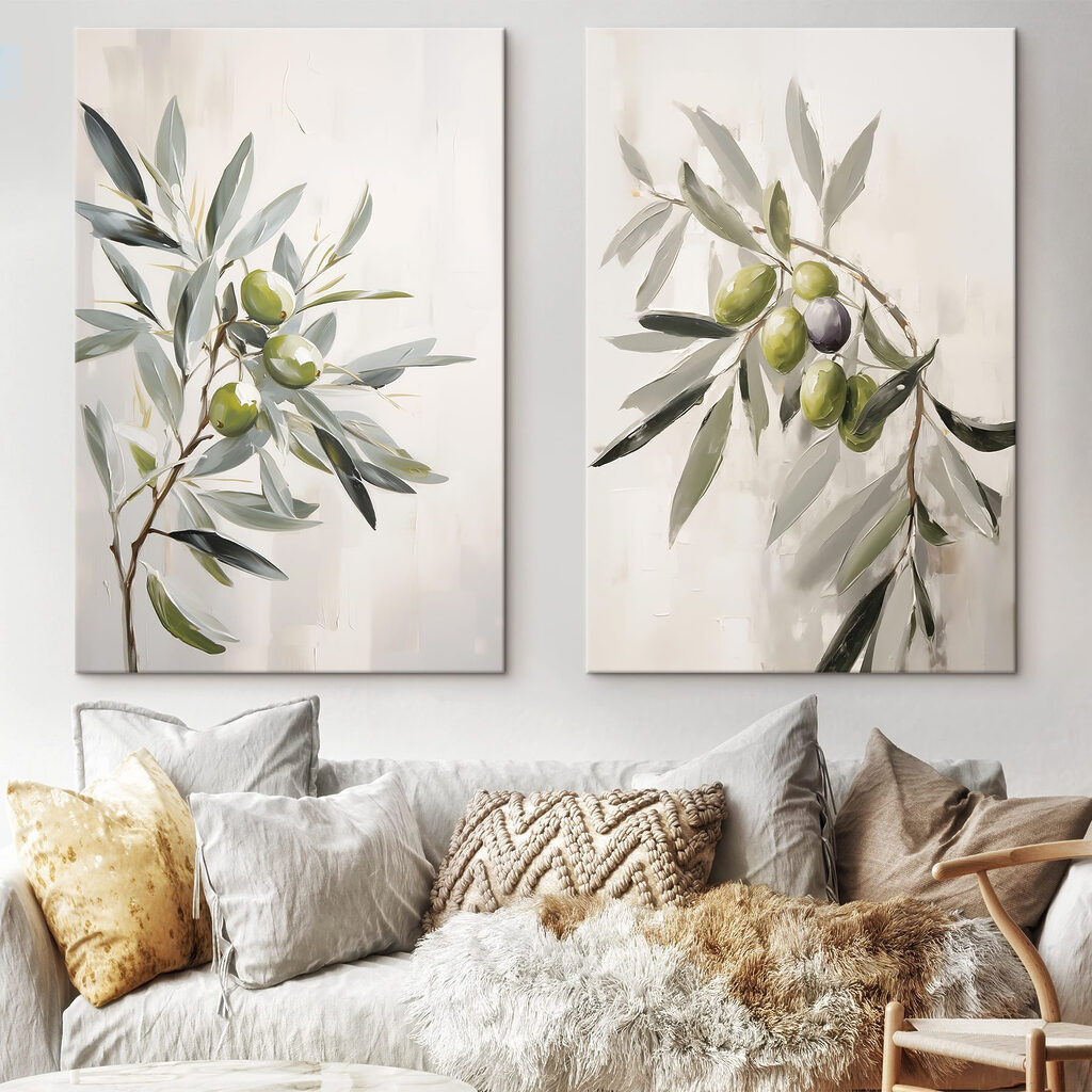 Painting of olives on a branch