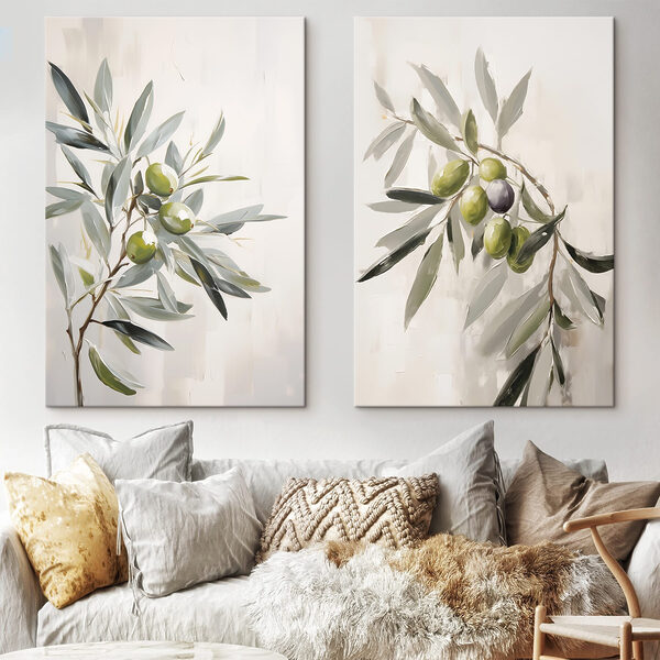 Painting of olives on a branch