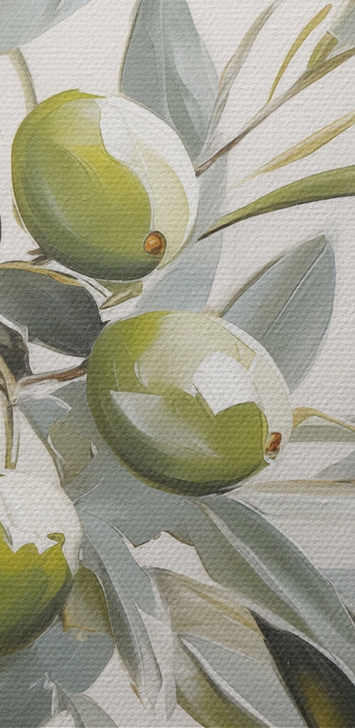 Painting of olives on a branch