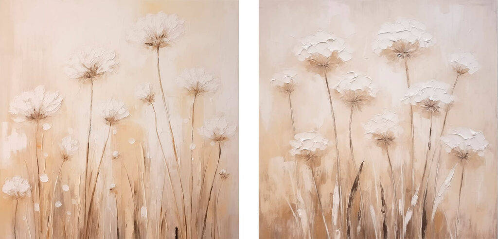 Painting of flowers on a beige background Painting of flowers on a beige background