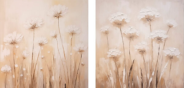 Painting of flowers on a beige background Painting of flowers on a beige background