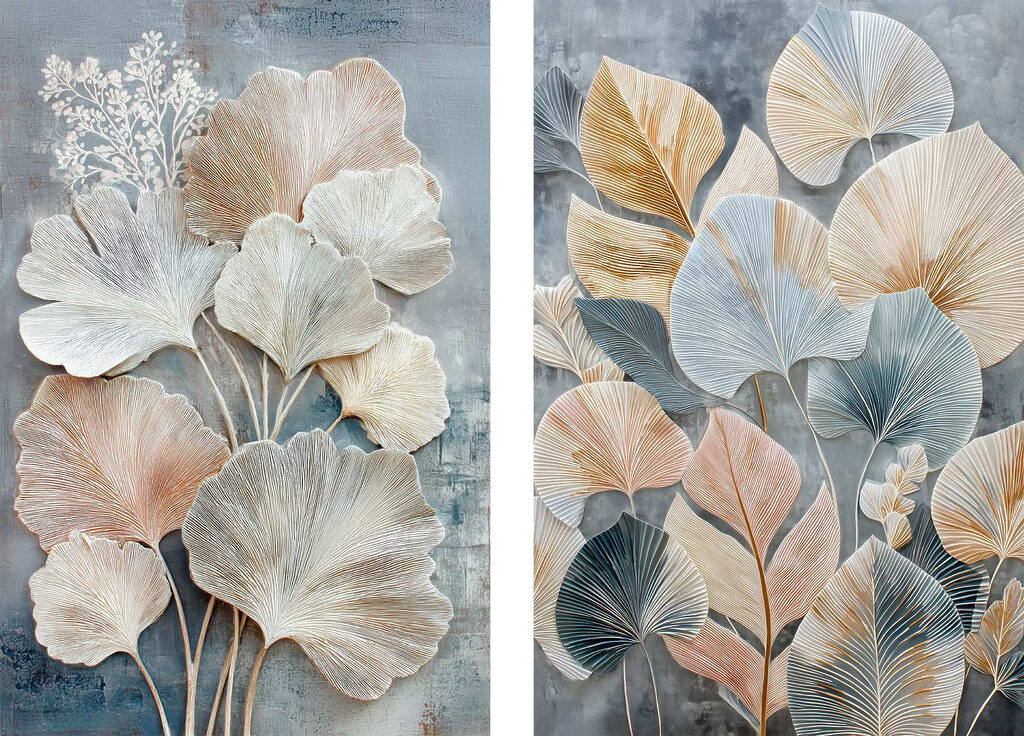 Delicate leaves in soft hues