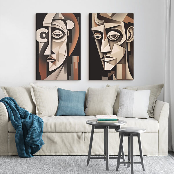 Couple of paintings of a man and woman
