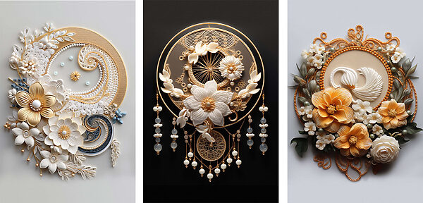Collage of images of flowers and leaves