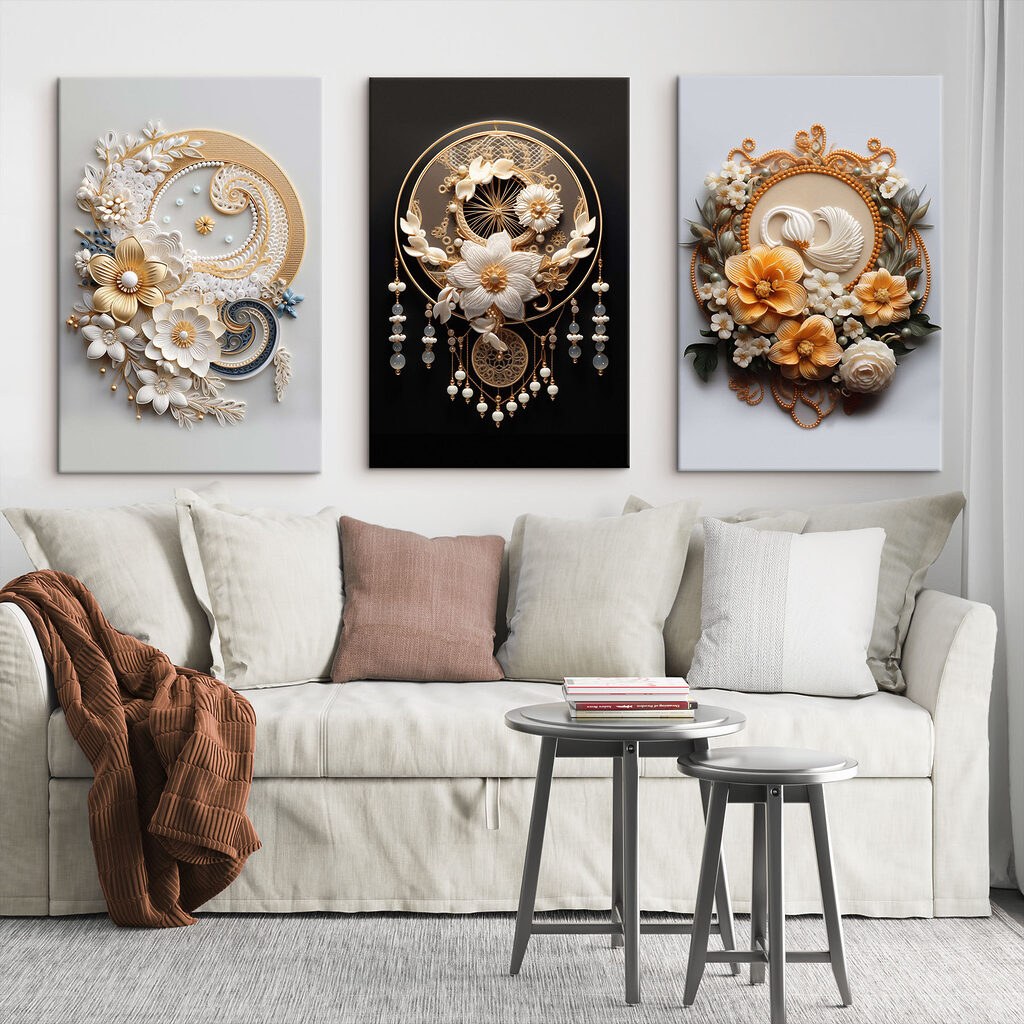 Collage of images of flowers and leaves