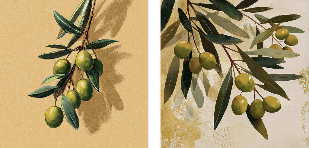 - Fresh olives on elegant branches