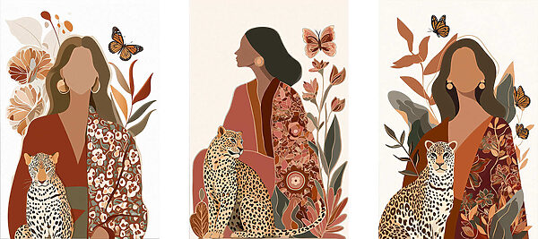 Woman sitting with a cheetah Woman sitting with a cheetah