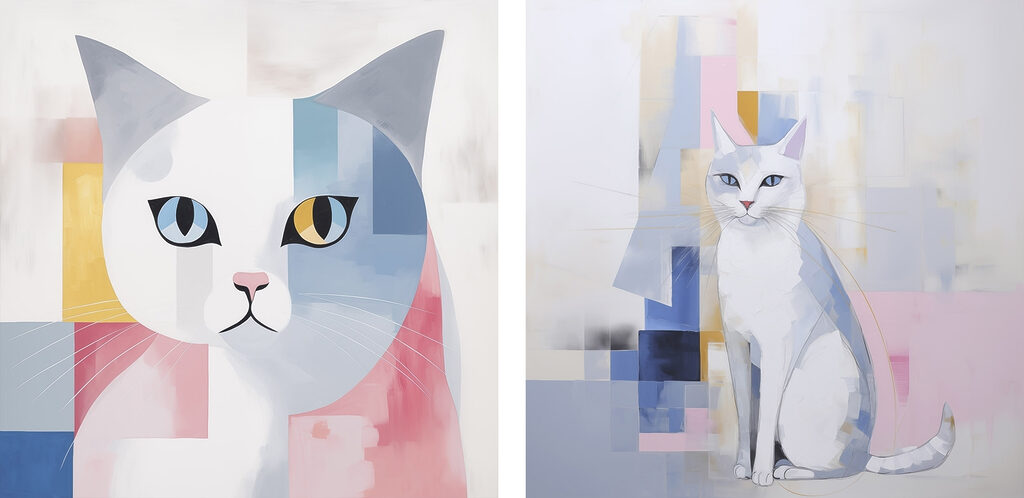 Two paintings of a cat