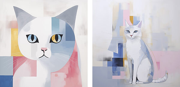 Two paintings of a cat