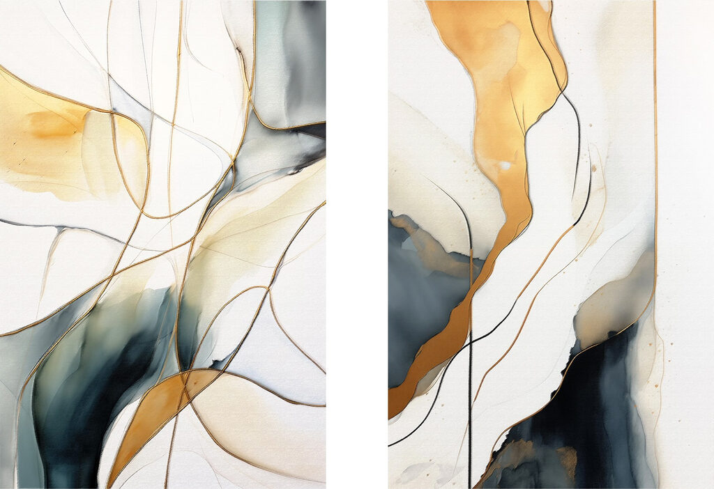 Two paintings of different colors