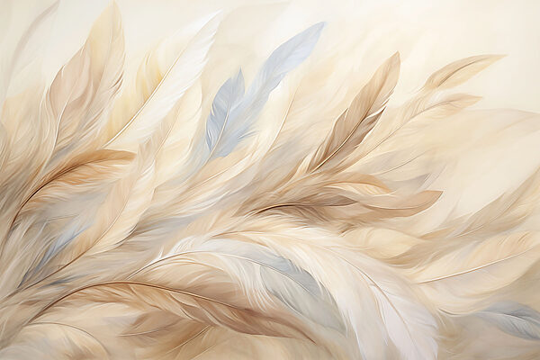 Soft, flowing feathers in warm tones Soft, flowing feathers in warm tones