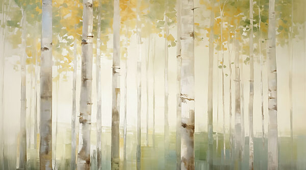 Painting of trees in a forest