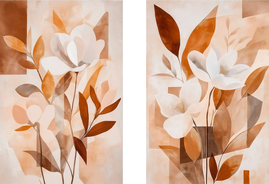 Painting of flowers and leaves Painting of flowers and leaves
