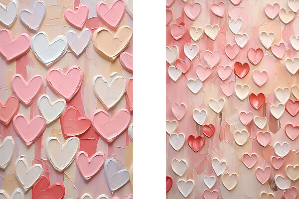 Collage of pink and white hearts