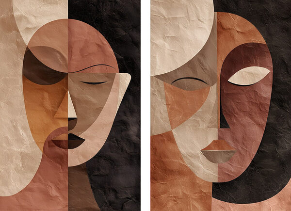 Couple of faces with different colors