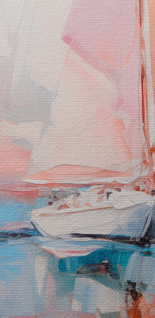 Painting of boats on water