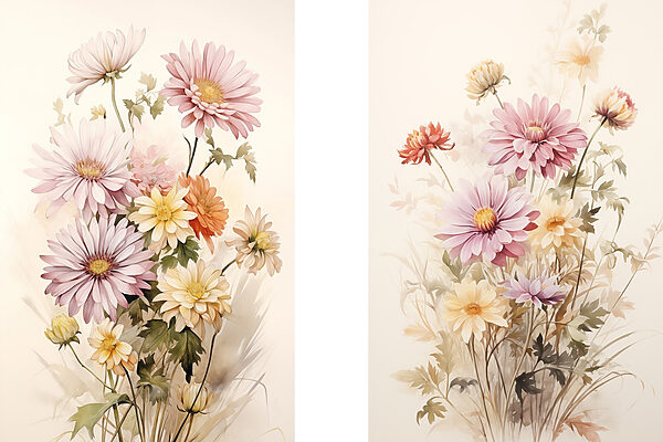 Painting of flowers on a white background