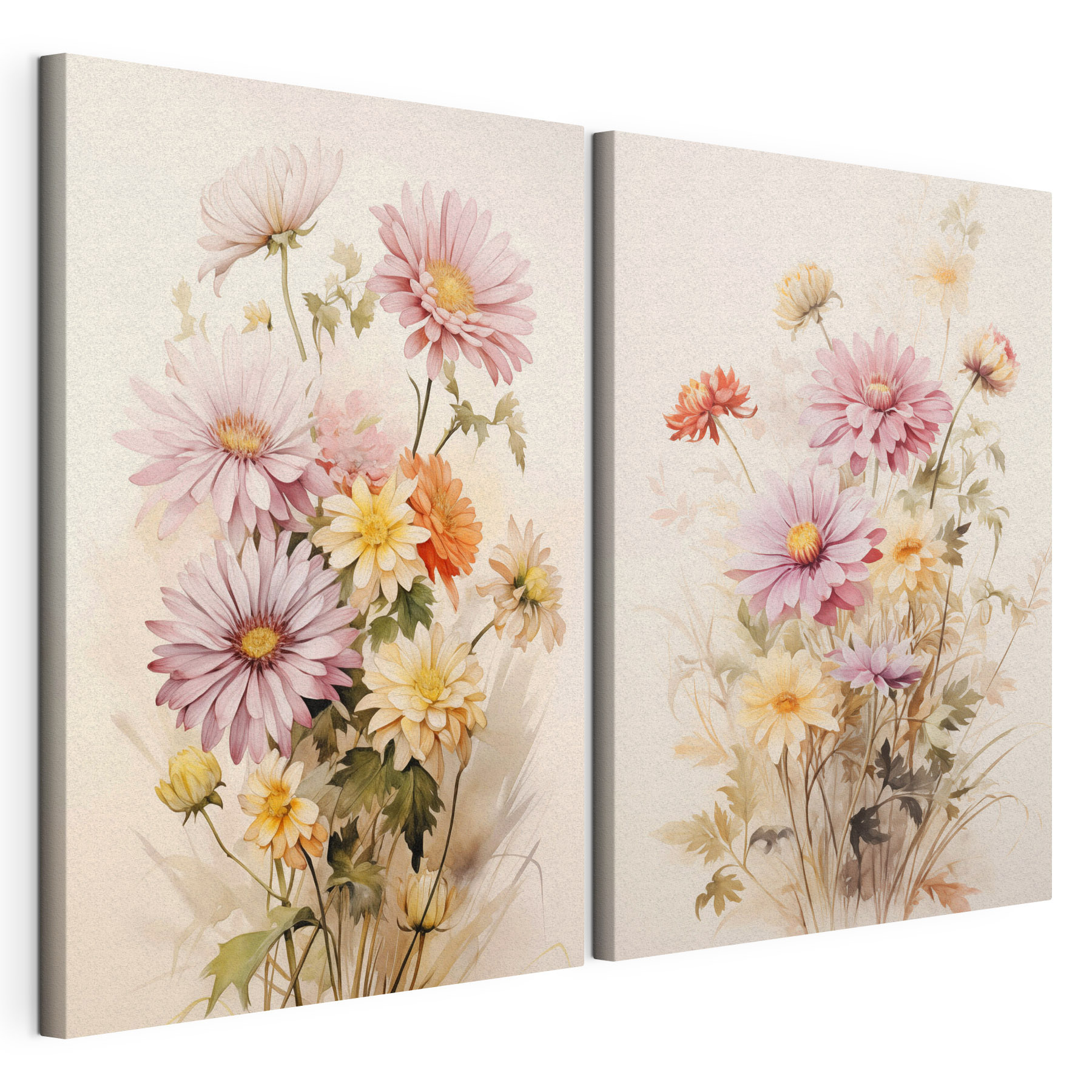 Painting of flowers on a white background