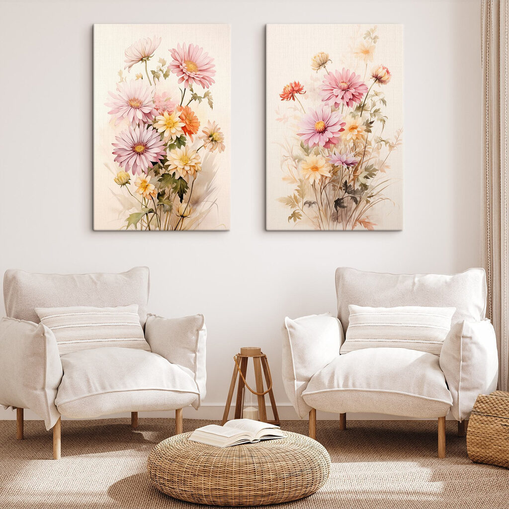Painting of flowers on a white background