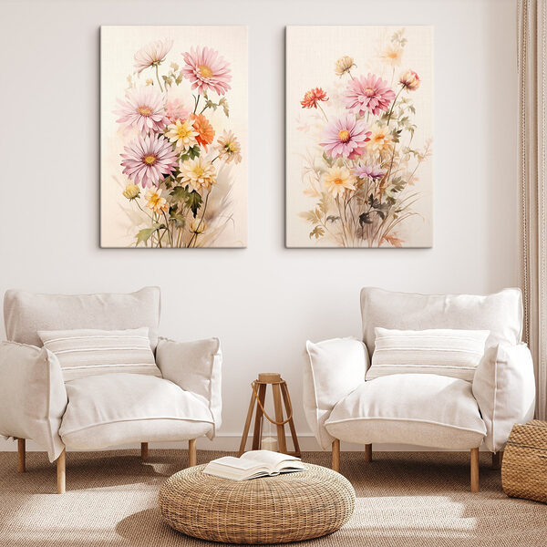 Painting of flowers on a white background
