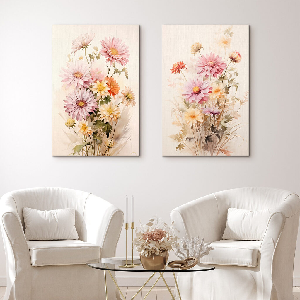 Painting of flowers on a white background