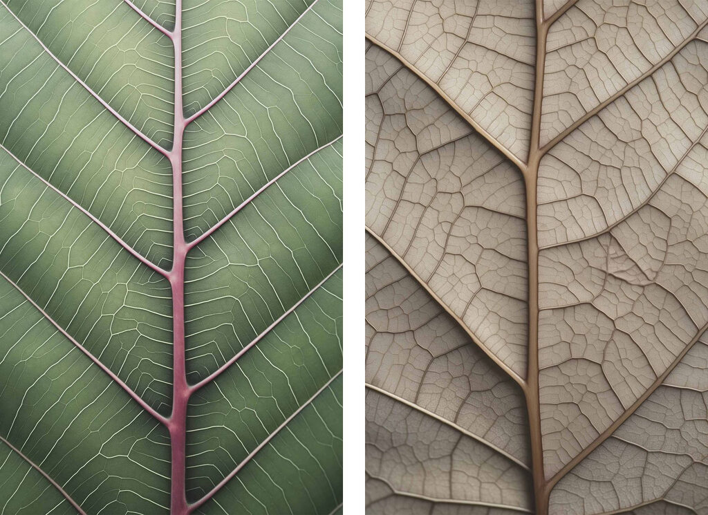Vibrant leaves in contrasting colors