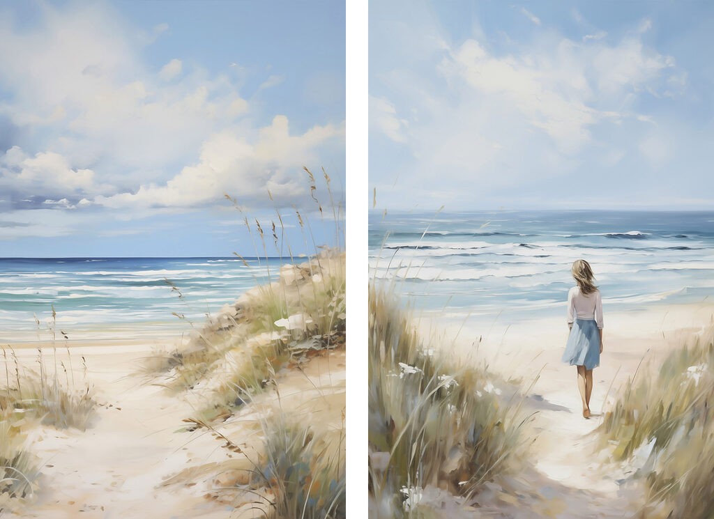 Woman walking on a beach