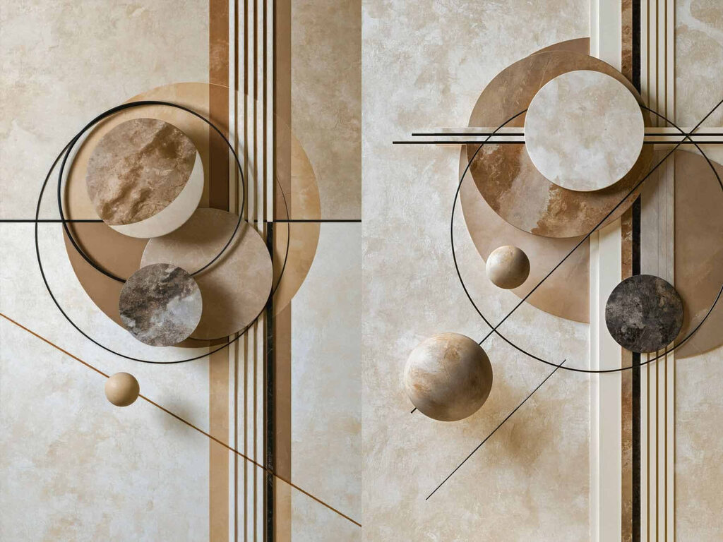 Collage of art with circles and lines Collage of art with circles and lines