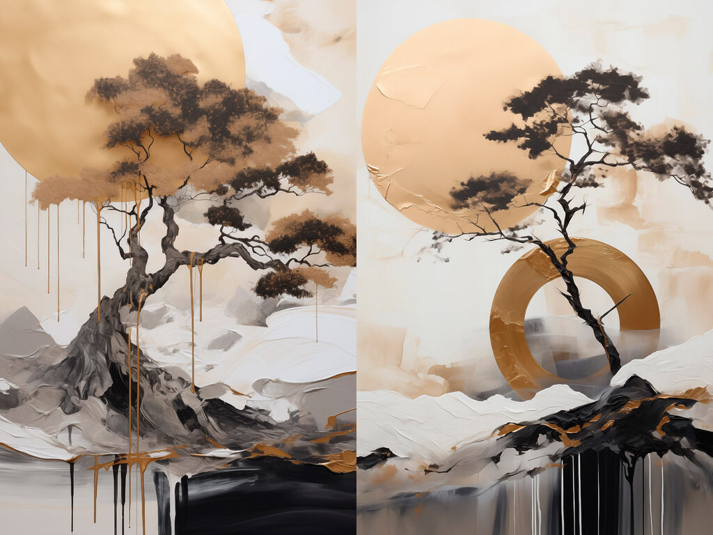 Painting of a tree and a circle