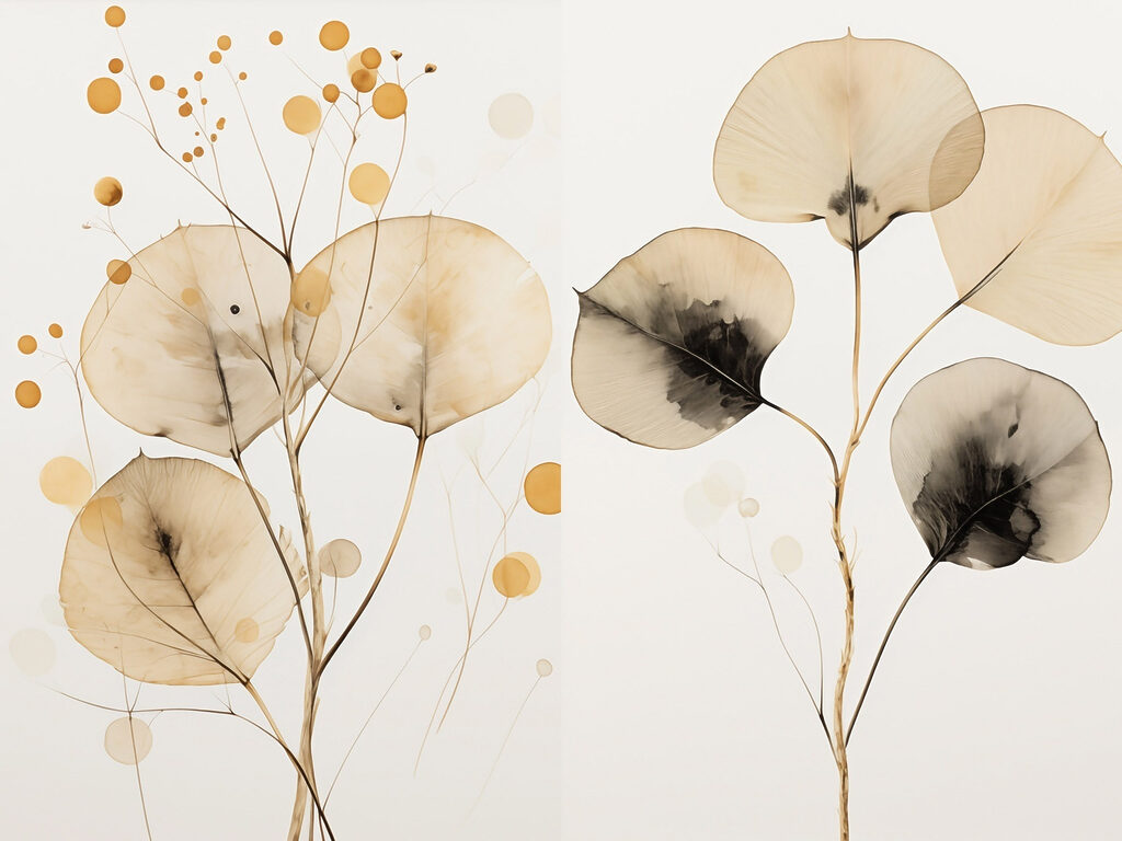 Delicate leaves in soft tones
