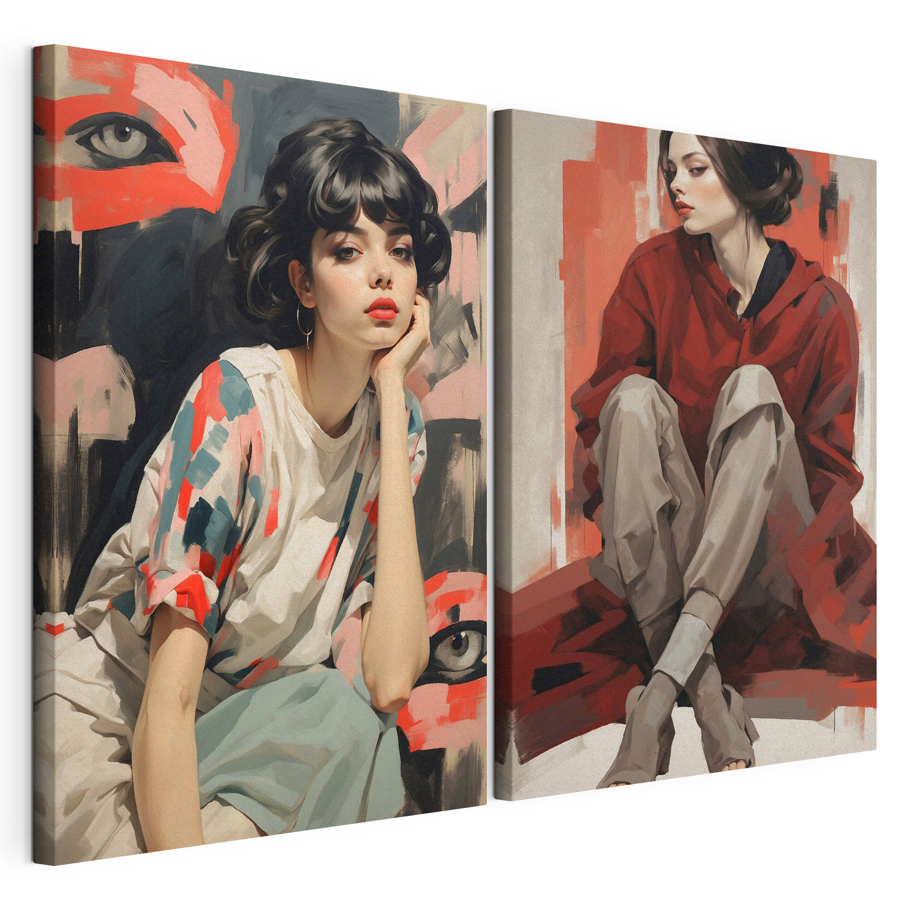 Collage of a woman sitting on the floor Collage of a woman sitting on the floor