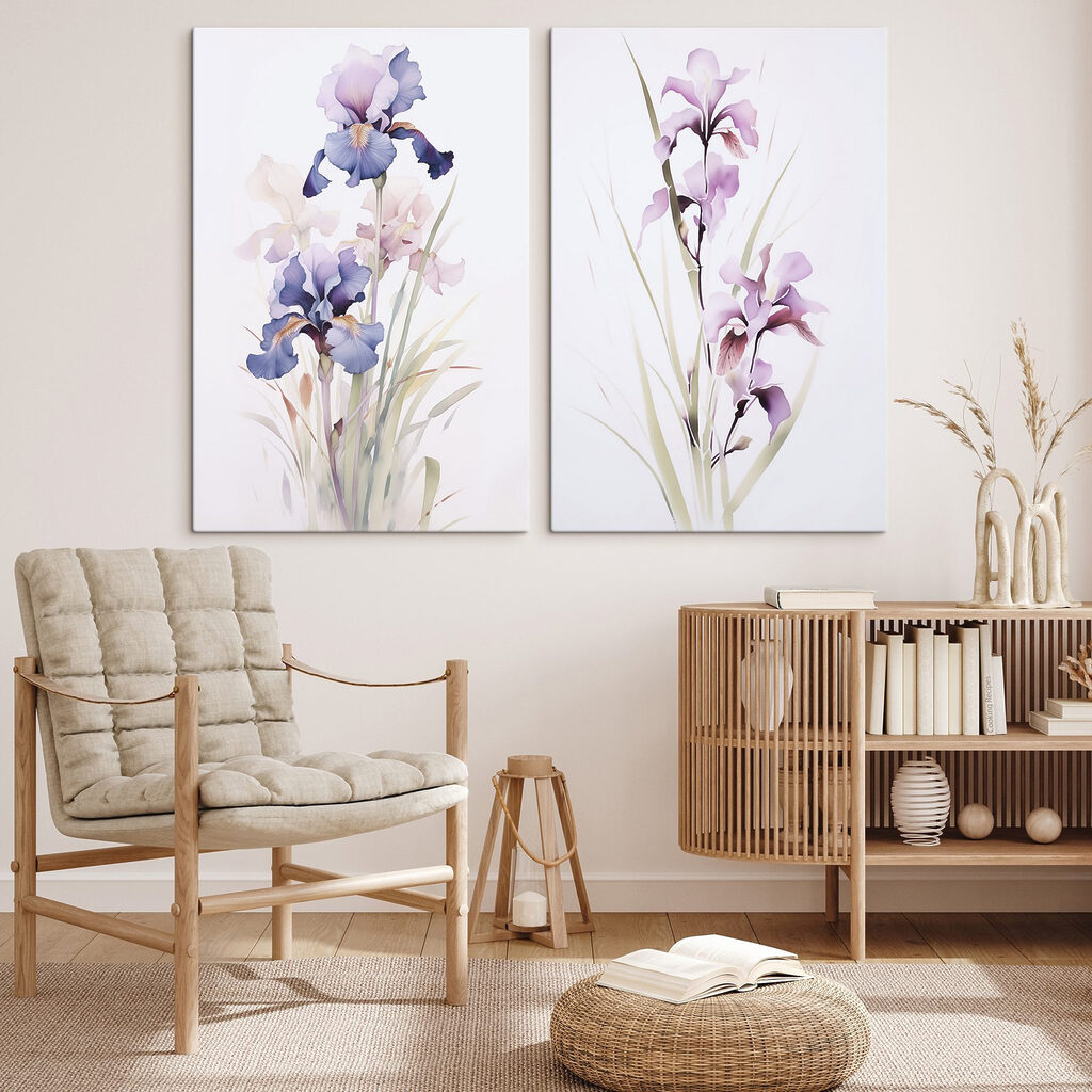 Painting of flowers on a white surface Painting of flowers on a white surface