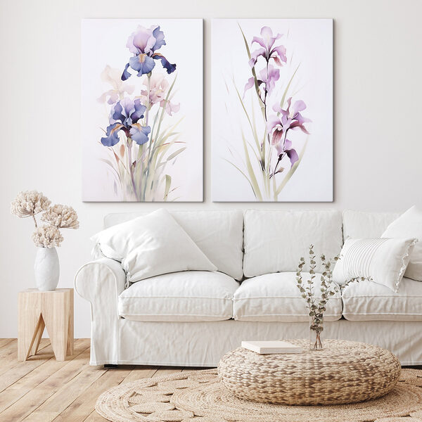 Painting of flowers on a white surface Painting of flowers on a white surface