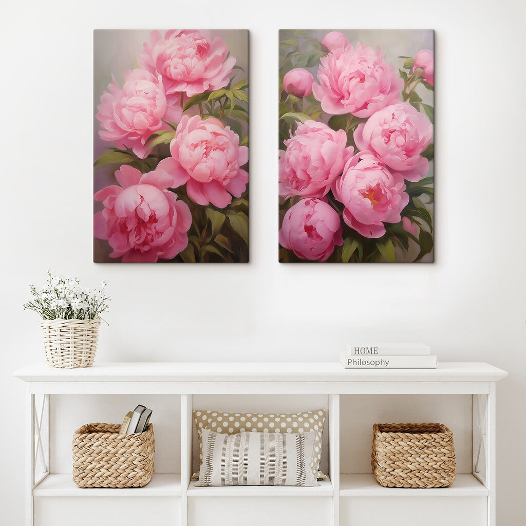 Blooming pink peonies in soft light Blooming pink peonies in soft light