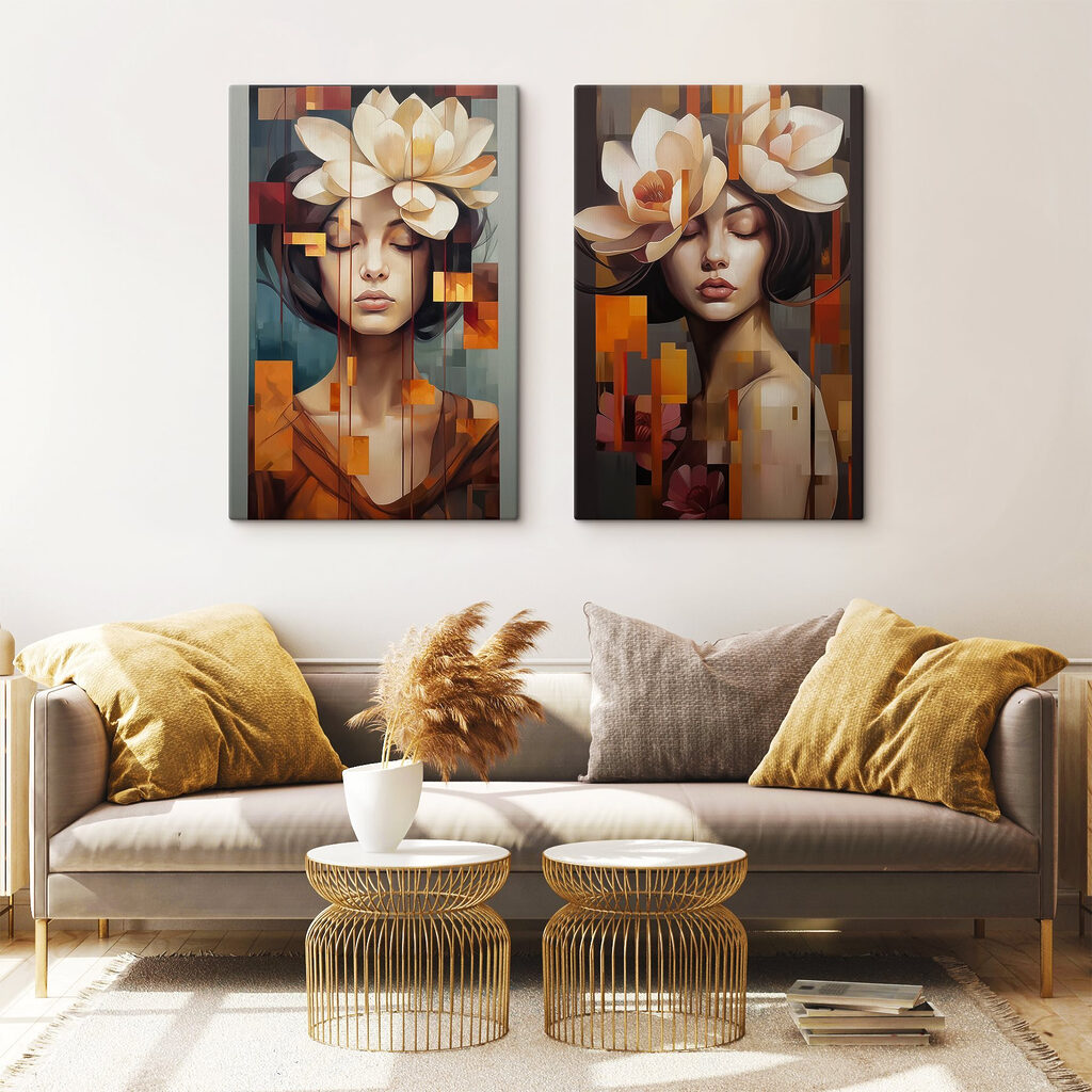 Collage of a woman with flowers in her hair Collage of a woman with flowers in her hair