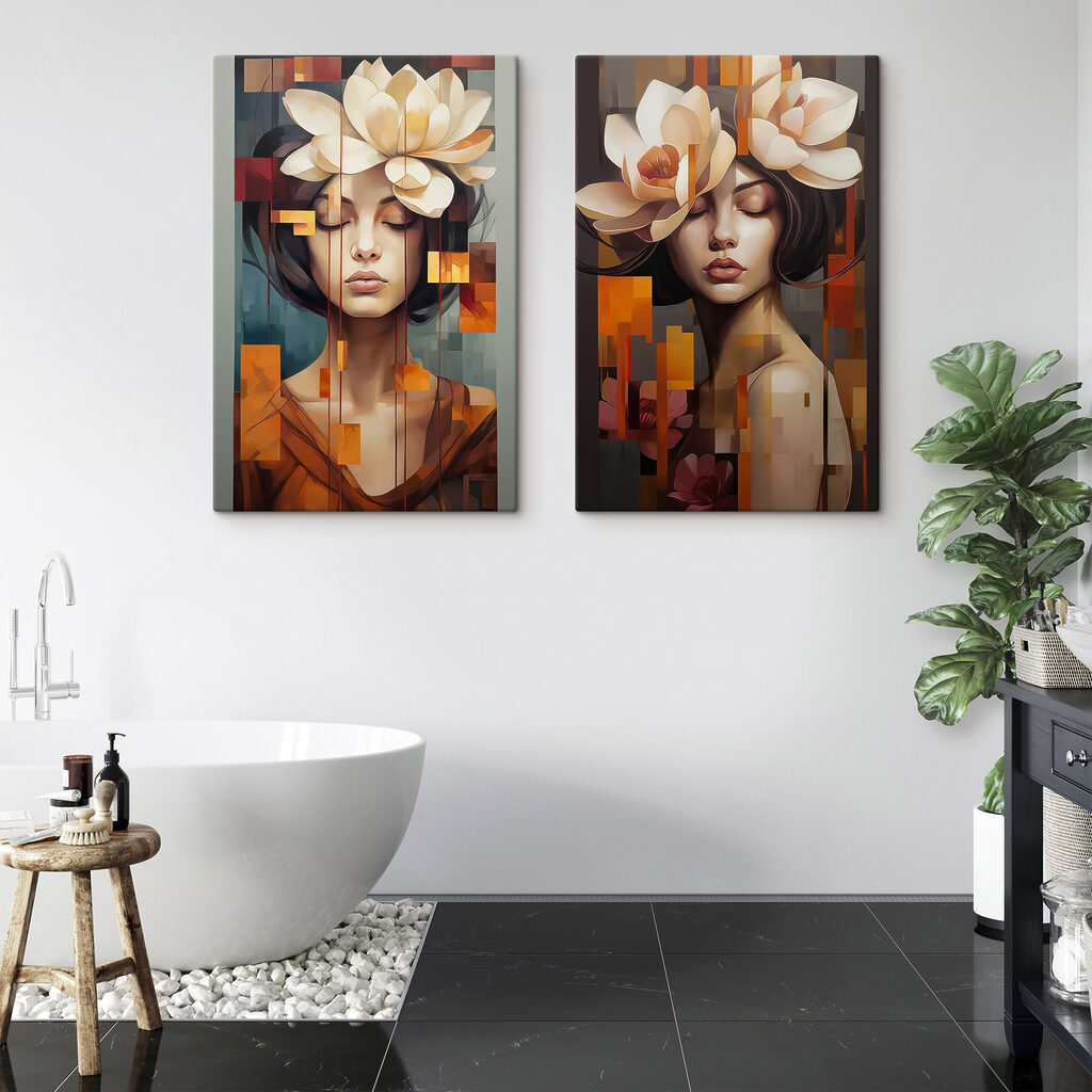Collage of a woman with flowers in her hair Collage of a woman with flowers in her hair