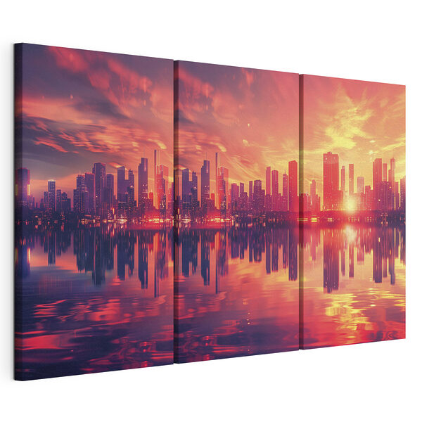 City skyline with a body of water City skyline with a body of water