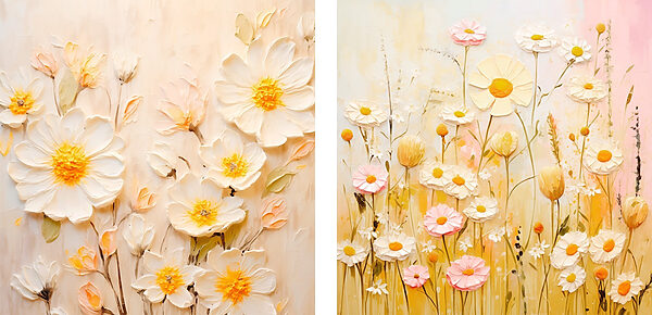 Painting of flowers on canvas