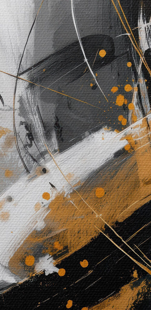 Two art pieces of black and yellow paint Two art pieces of black and yellow paint