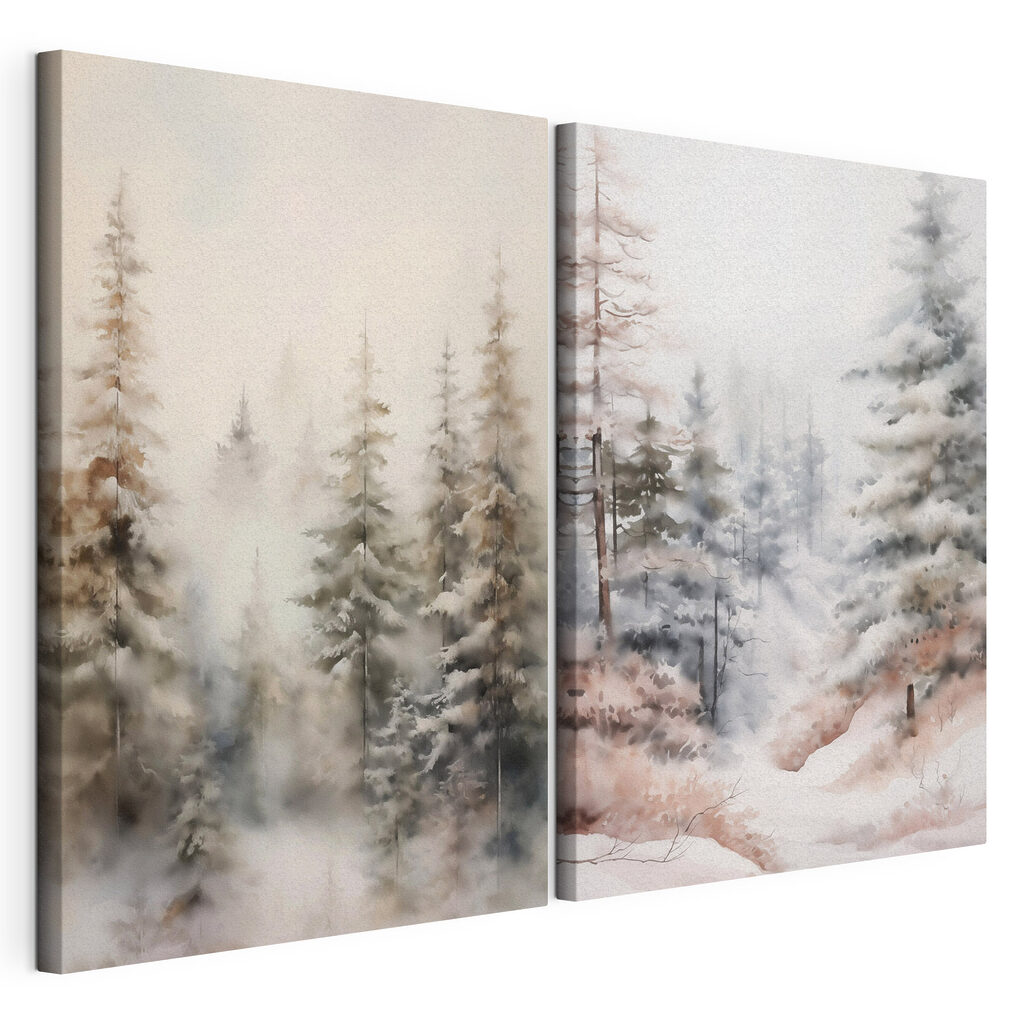 Painting of trees in the snow Painting of trees in the snow