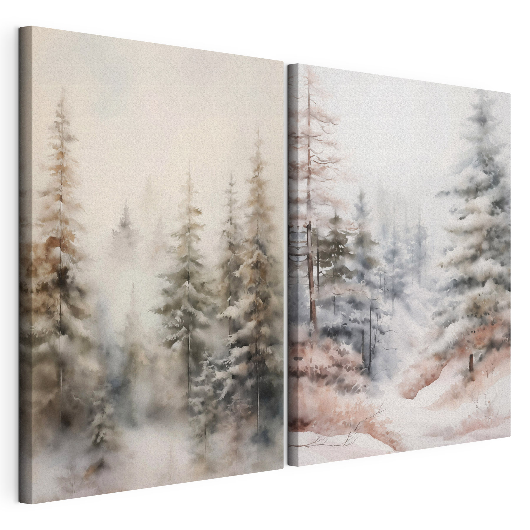 Painting of trees in the snow Painting of trees in the snow