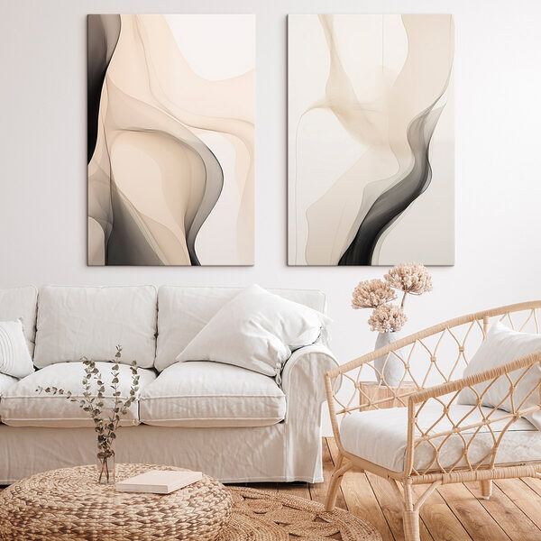 Fluid forms gracefully intertwine and blend Fluid forms gracefully intertwine and blend