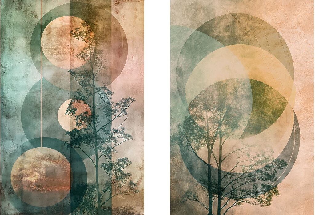 Couple of images of trees and circles Couple of images of trees and circles