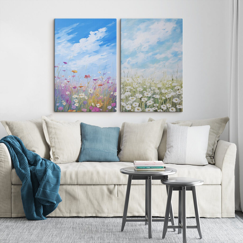 Painting of flowers and grass