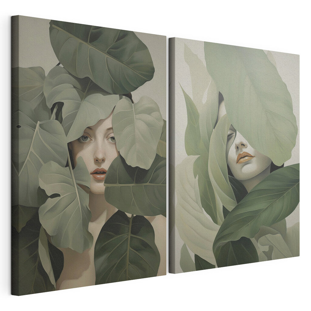 Woman's face surrounded by leaves Woman's face surrounded by leaves