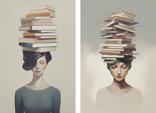 Woman with books on her head Woman with books on her head